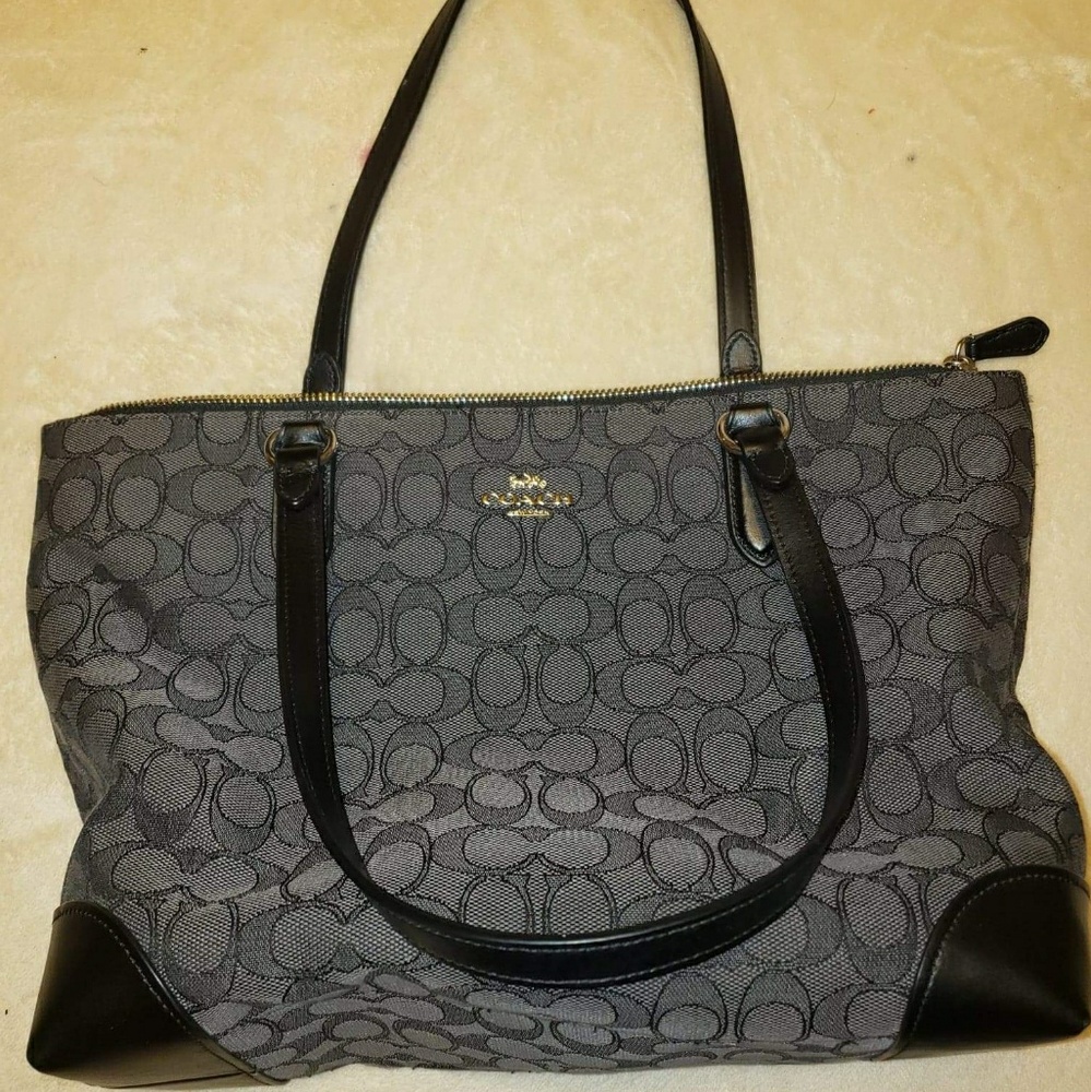 Grey Jacquard Zip Top Coach